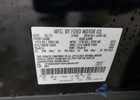 2017 Ford Explorer Platinum из США, поврежденный, VIN 1FM5K8HT5HGA09157